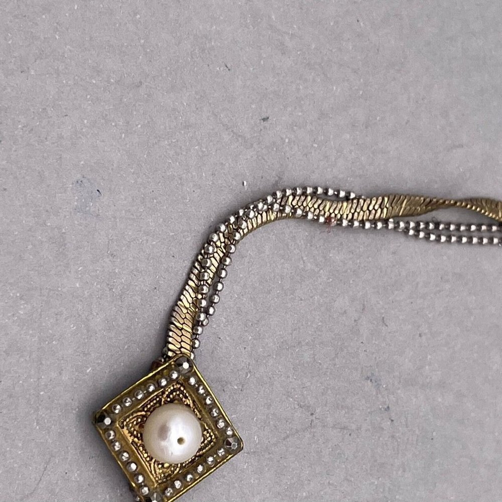 Satellite Paris Pearl Beaded Chain Bracelet Gold Tone 6 to 8.5 Inches - Picture 6 of 6